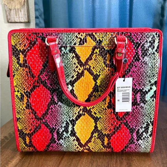 Brahmin NWT Tia - Red Dragon Experium Snake Print Tote - Picture 6 of 14